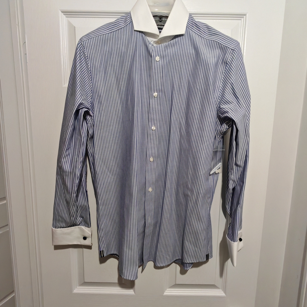 Stripe Shirt with White Collar & French Cuff 15.5/33